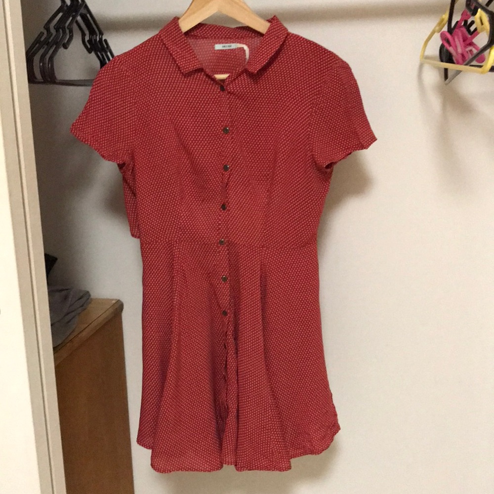 Urban Outfitters Fairuza Floral Shirt Dress Orange